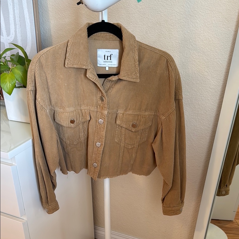 Zara TRF Collection Corduroy Oversized Crop Jacket